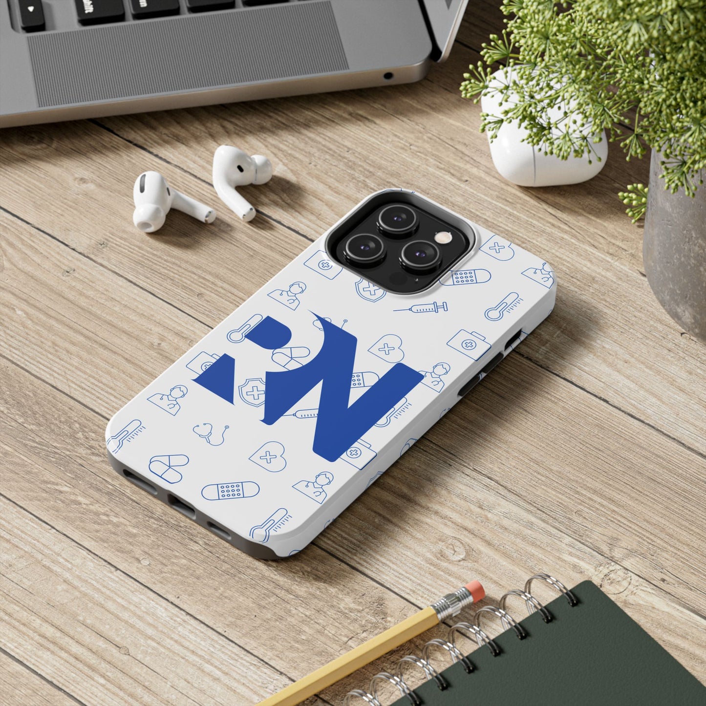RN Nursing Theme Tough Durable Drop Protection Phone Case, Gift for Nurses, RN Phone Cover