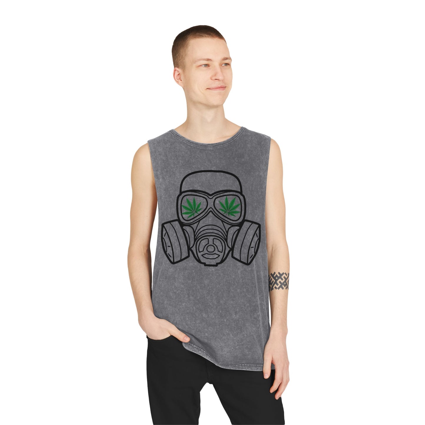 Stonewash Tank Top with Gas Mask