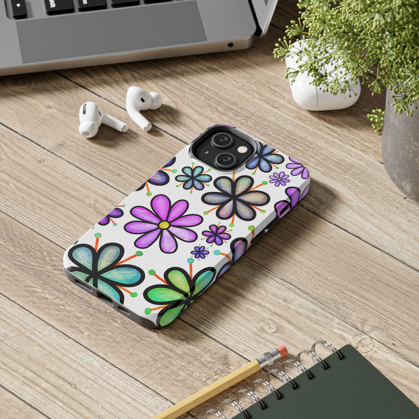 Floral Tough Phone Case, Durable Drop Protection Phone Cover