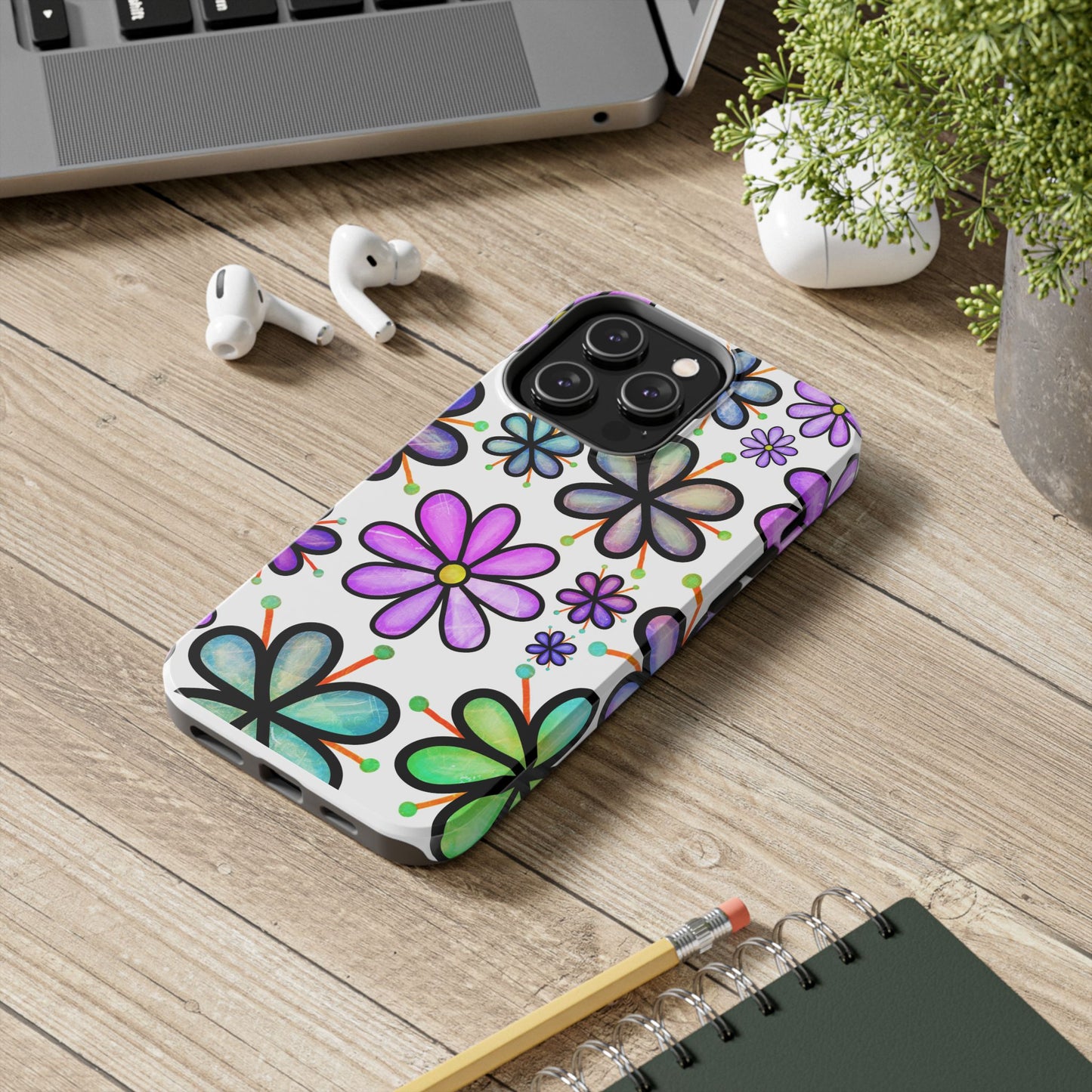 Floral Tough Phone Case, Durable Drop Protection Phone Cover