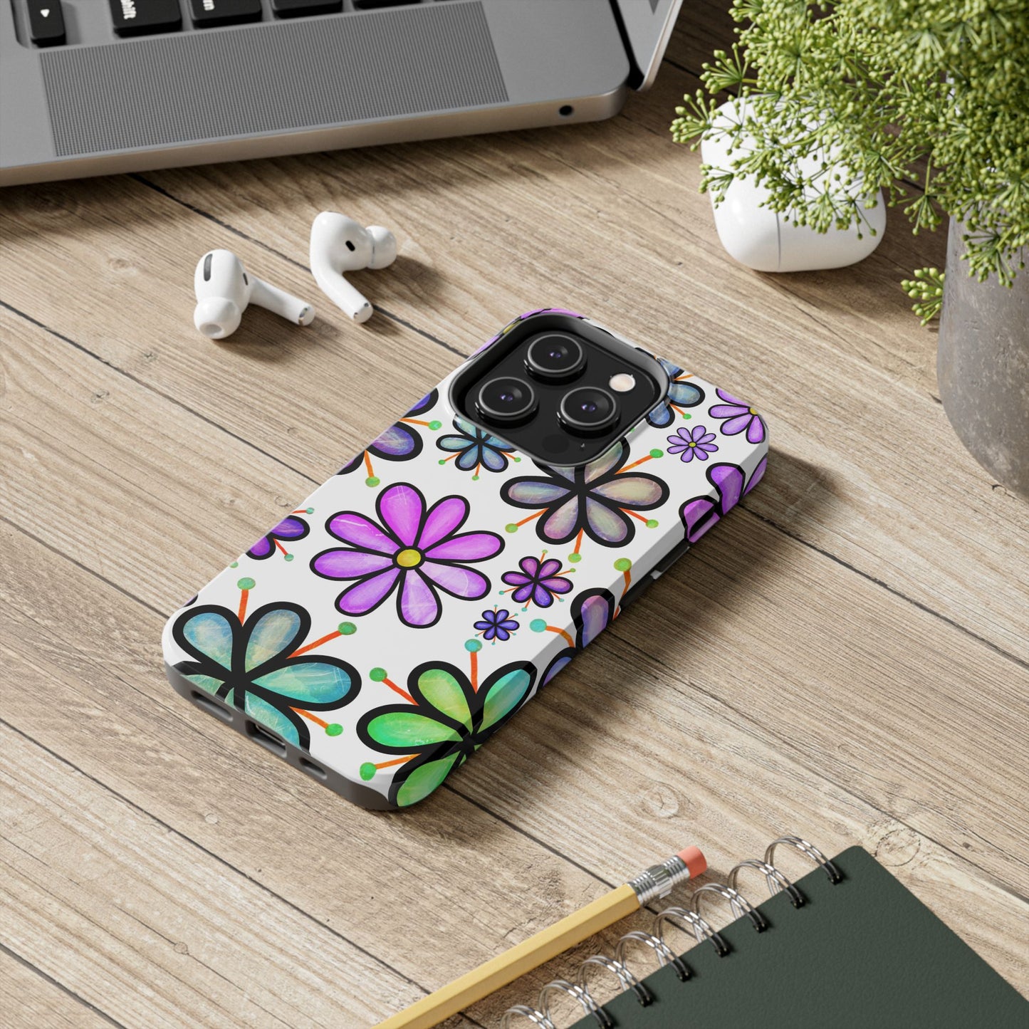 Floral Tough Phone Case, Durable Drop Protection Phone Cover