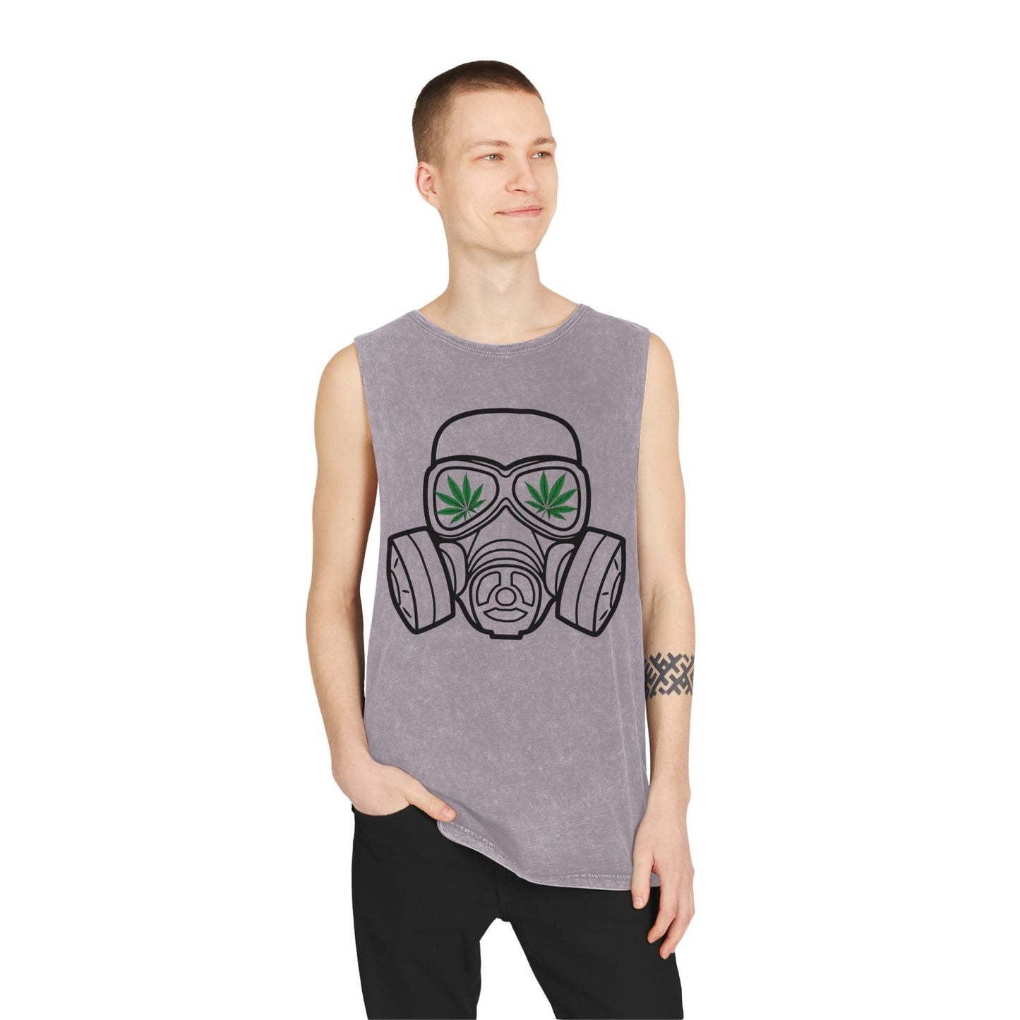 Stonewash Tank Top with Gas Mask
