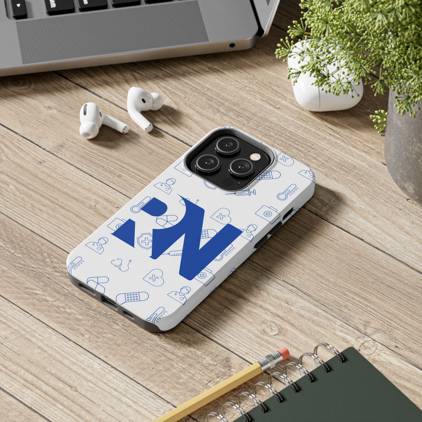 RN Nursing Theme Tough Durable Drop Protection Phone Case, Gift for Nurses, RN Phone Cover