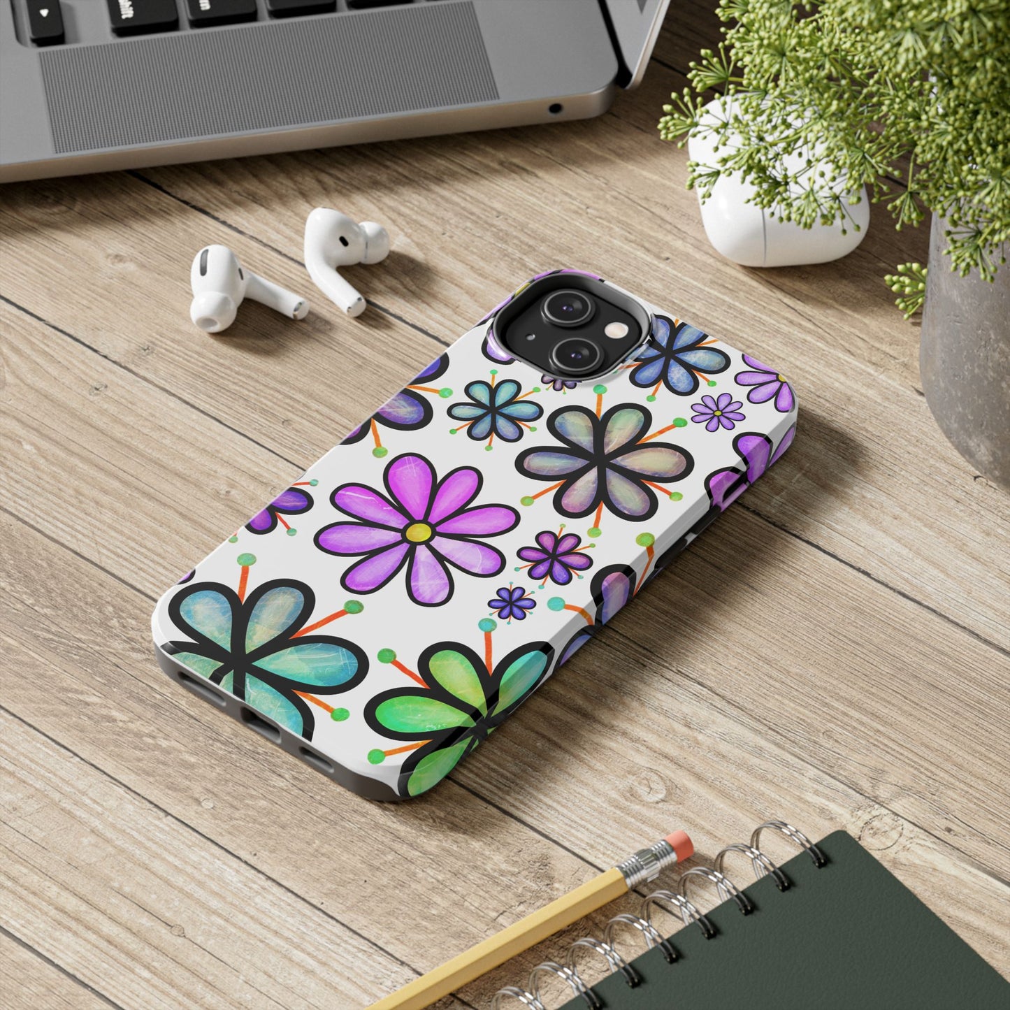 Floral Tough Phone Case, Durable Drop Protection Phone Cover