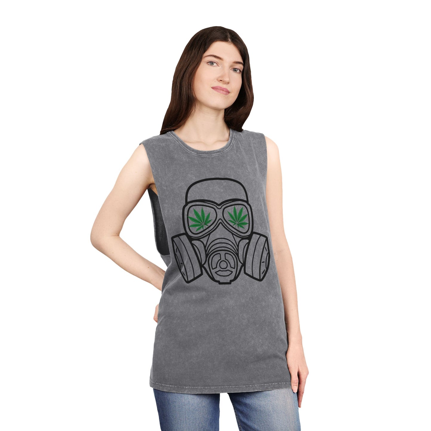 Stonewash Tank Top with Gas Mask