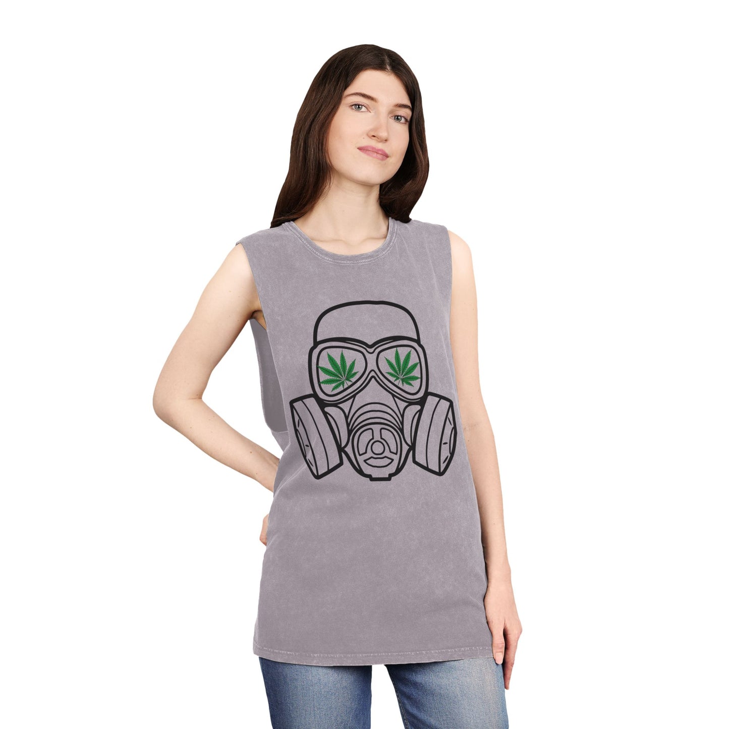 Stonewash Tank Top with Gas Mask